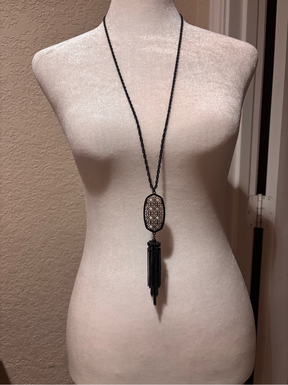 Kendra Scott Gunmetal Filigree Oval Tassel Necklace - Picture 5 of 5